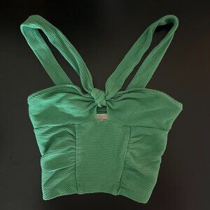 Urban Outfitters Green Crop Top Front Tie Sleeveless